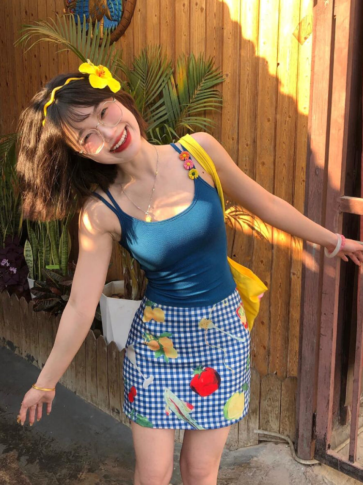 Canvas Bloom Floral Printed Mini Skirts-ntbhshop