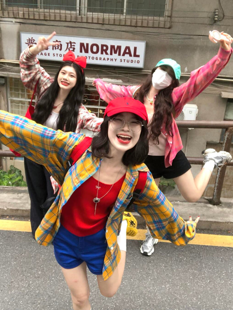 Vintage Radiance Plaid Shirts-Sets-ntbhshop