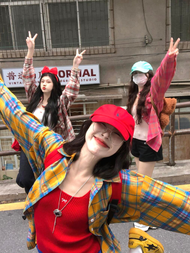 Vintage Radiance Plaid Shirts-Sets-ntbhshop
