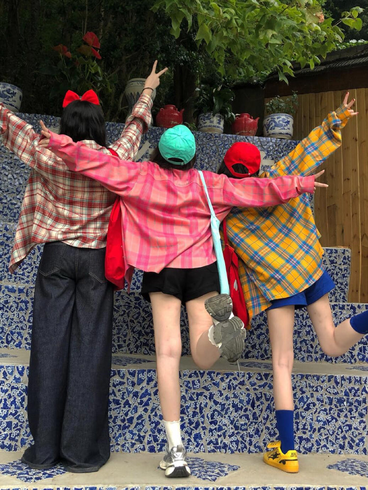 Vintage Radiance Plaid Shirts-Sets-ntbhshop