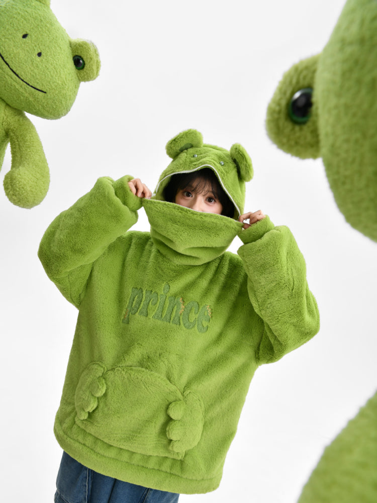 Green Frog Cute Society Fleece Sweater-ntbhshop