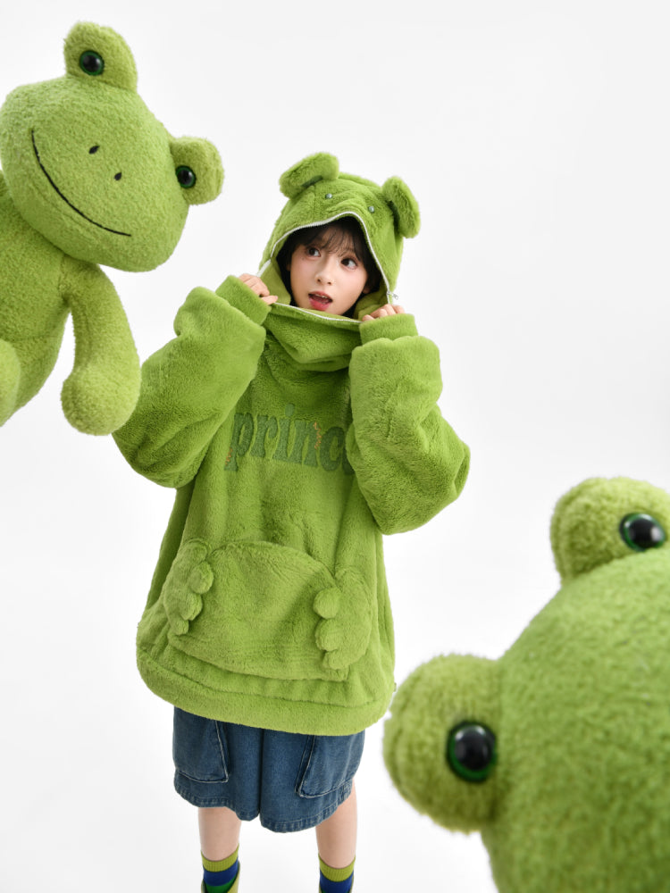 Green Frog Cute Society Fleece Sweater-ntbhshop