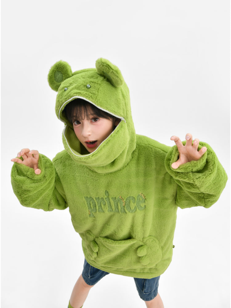 Green Frog Cute Society Fleece Sweater-ntbhshop