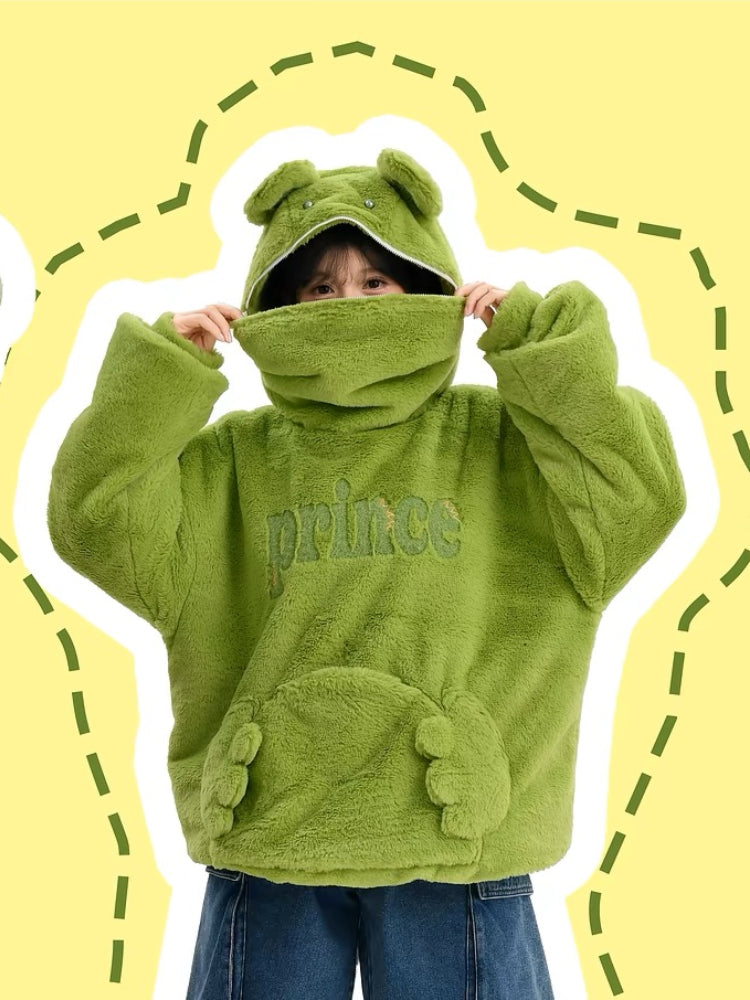 Green Frog Cute Society Fleece Sweater-ntbhshop