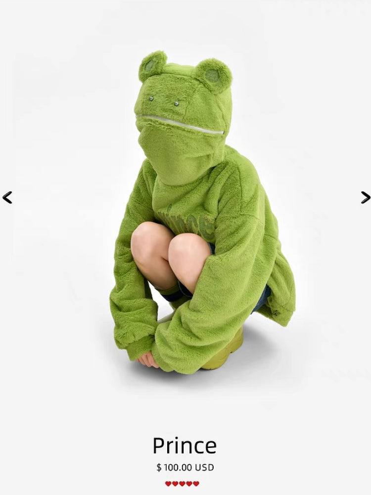 Green Frog Cute Society Fleece Sweater-ntbhshop