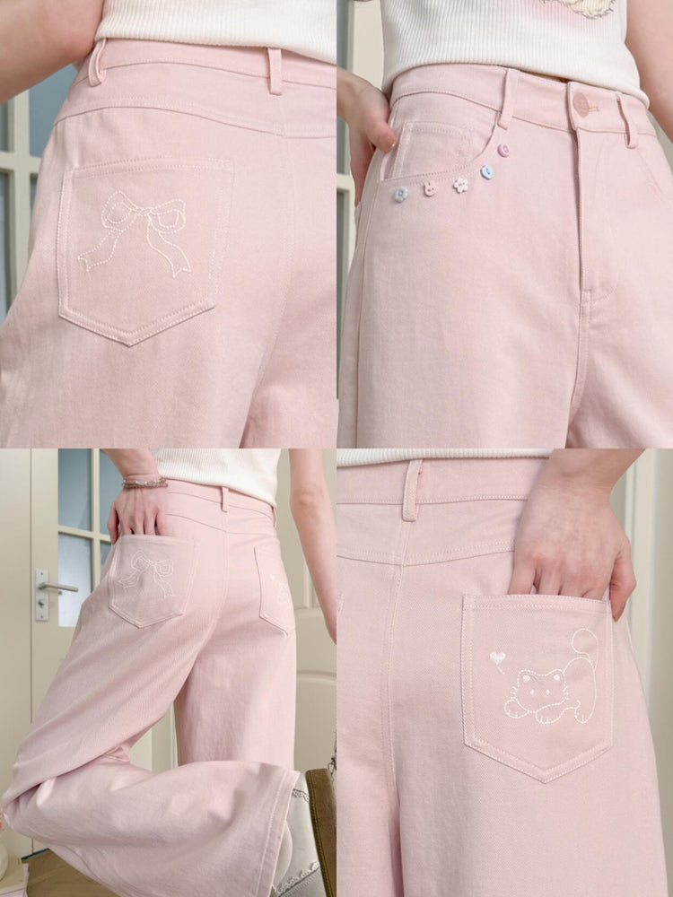 Pretty Bloom Cotton Jeans-Bottoms-ntbhshop