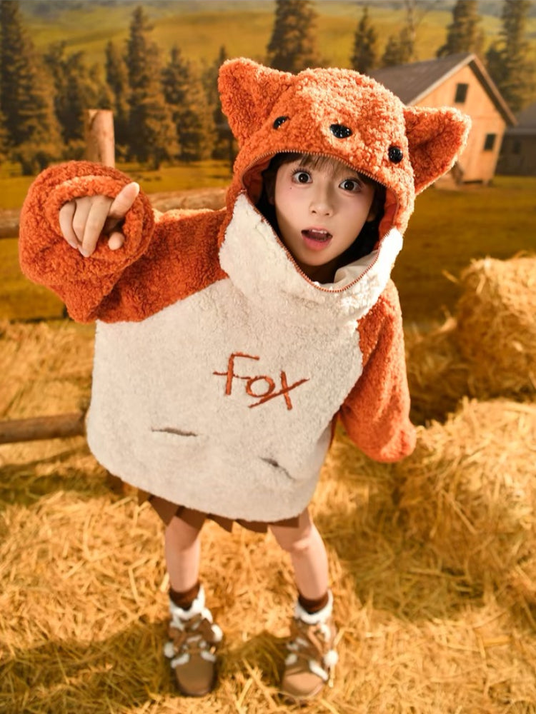 Red Fox Cute Cozy Fleece Hoodie-ntbhshop