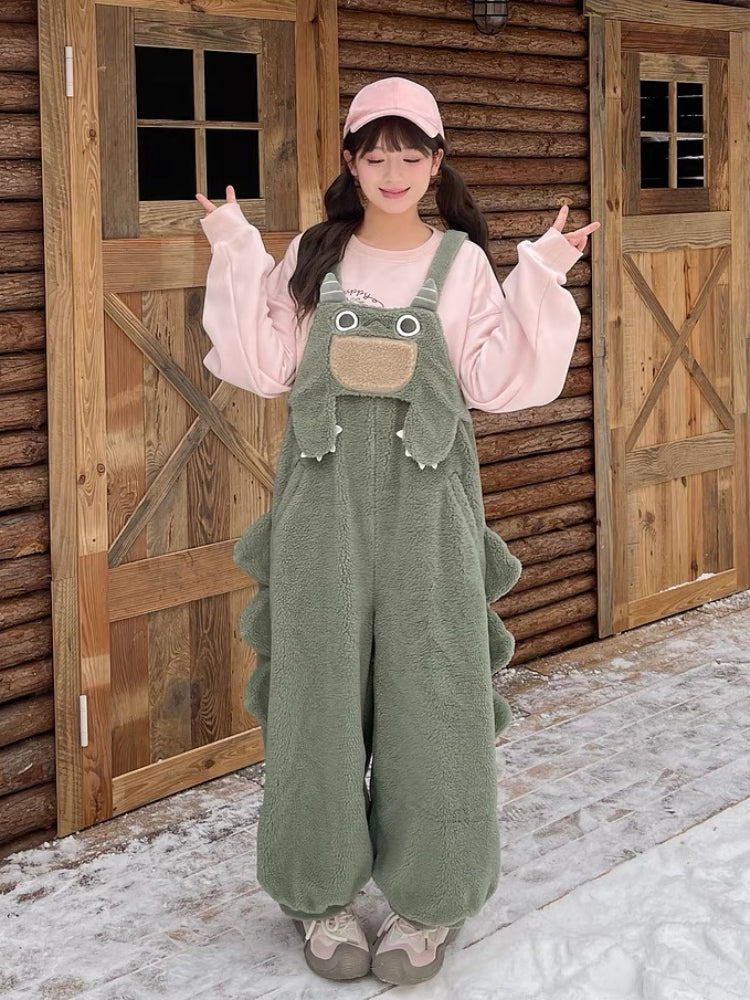 Green Monster Jurassic Cozy Overall Bib Pants-ntbhshop