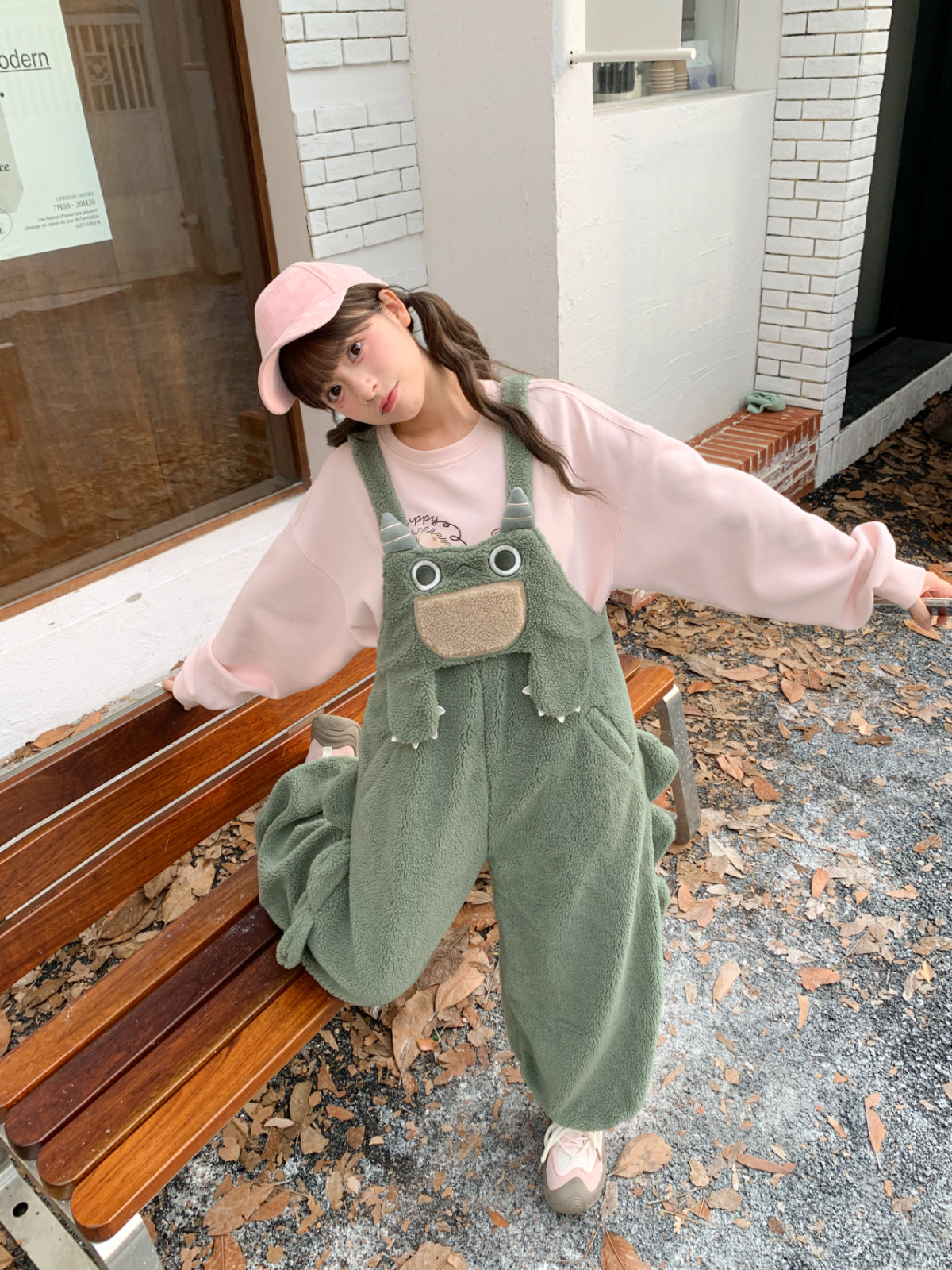 Green Monster Jurassic Cozy Overall Bib Pants-ntbhshop