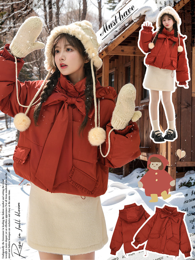 Christmas Bow Cozy Cotton Coat-ntbhshop