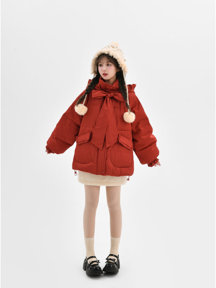 Christmas Bow Cozy Cotton Coat-ntbhshop