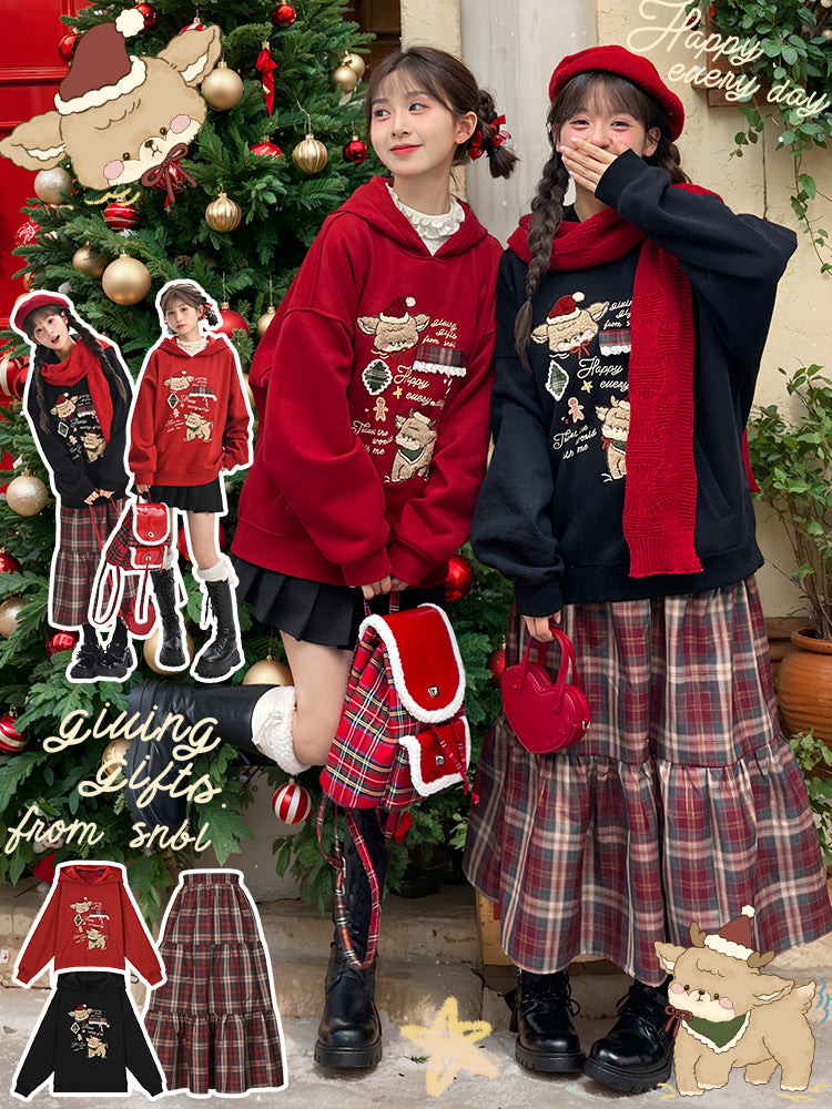 Happy Fawn Cute Christmas Fleece Hoodies-ntbhshop