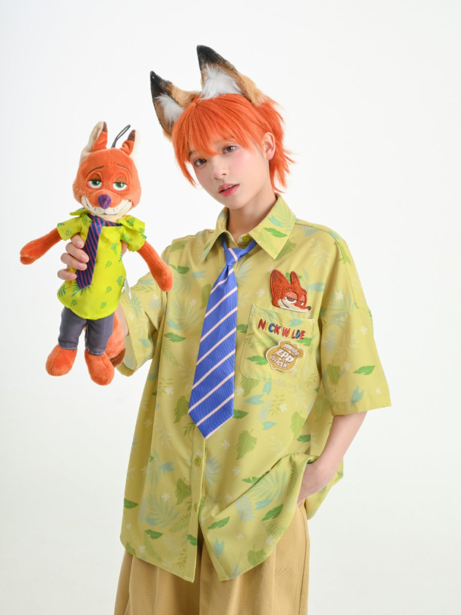 Zootopia Nick Printed Shirts with Tie-ntbhshop