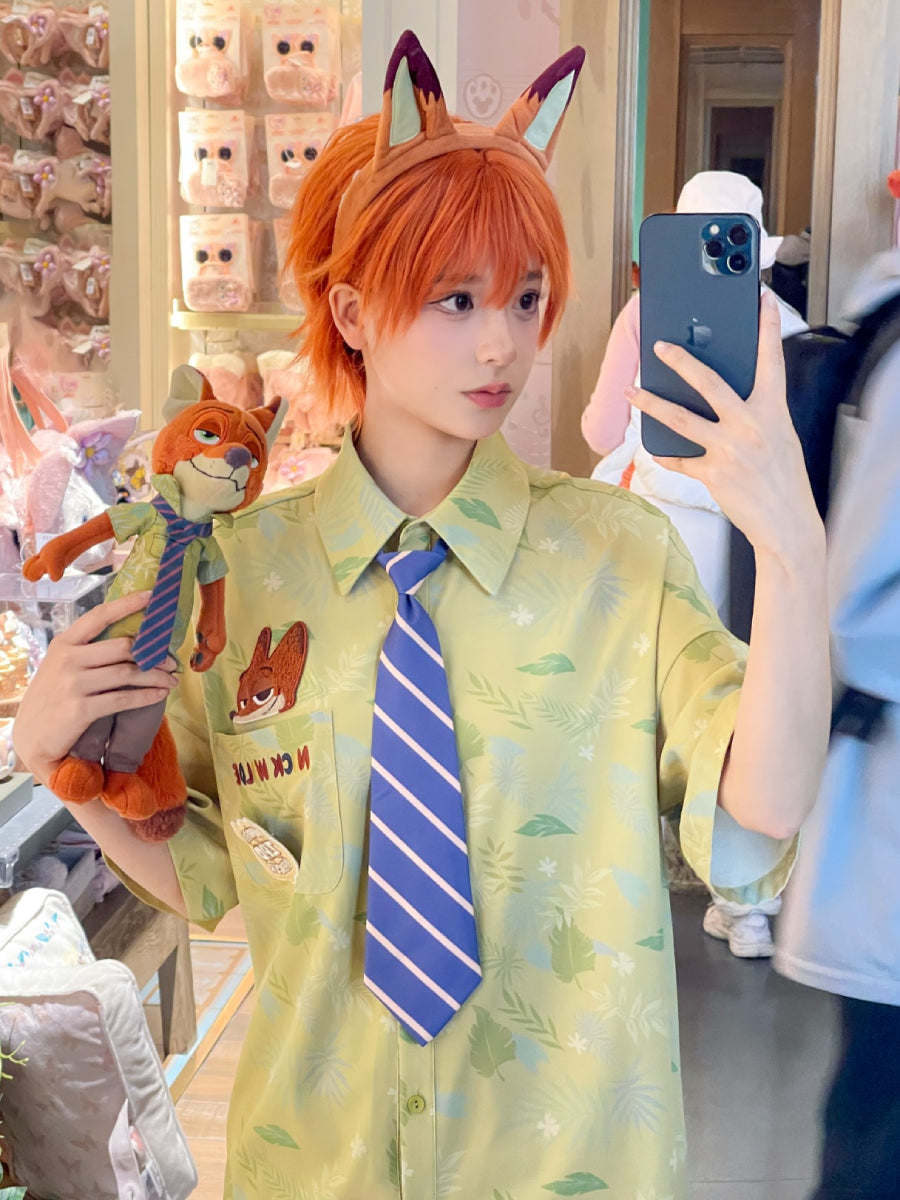 Zootopia Nick Printed Shirts with Tie-ntbhshop