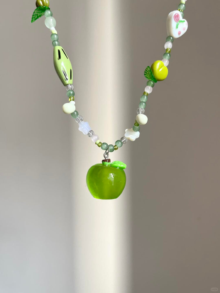 Green Apple Beaded Necklace-ntbhshop