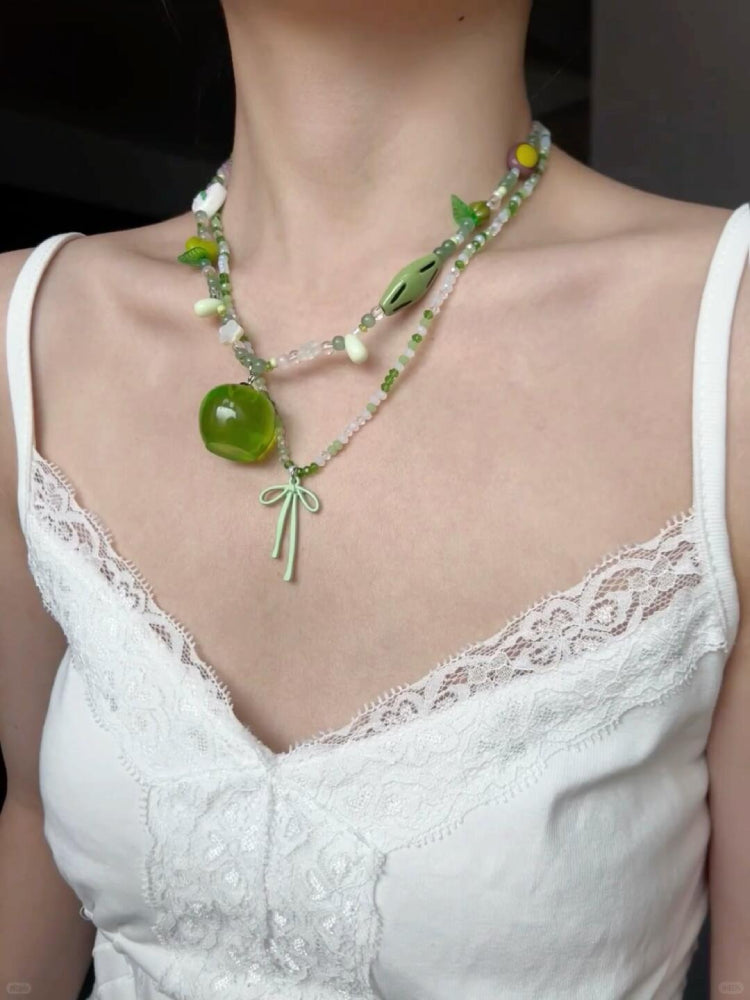 Green Apple Beaded Necklace-ntbhshop