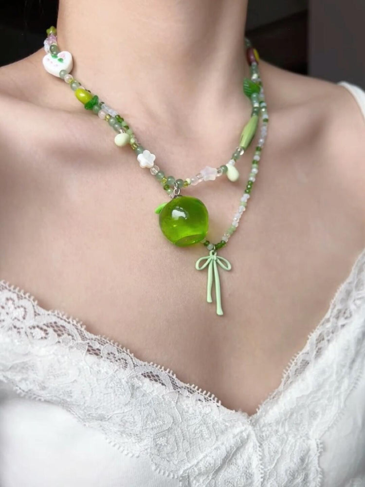 Green Apple Beaded Necklace-ntbhshop