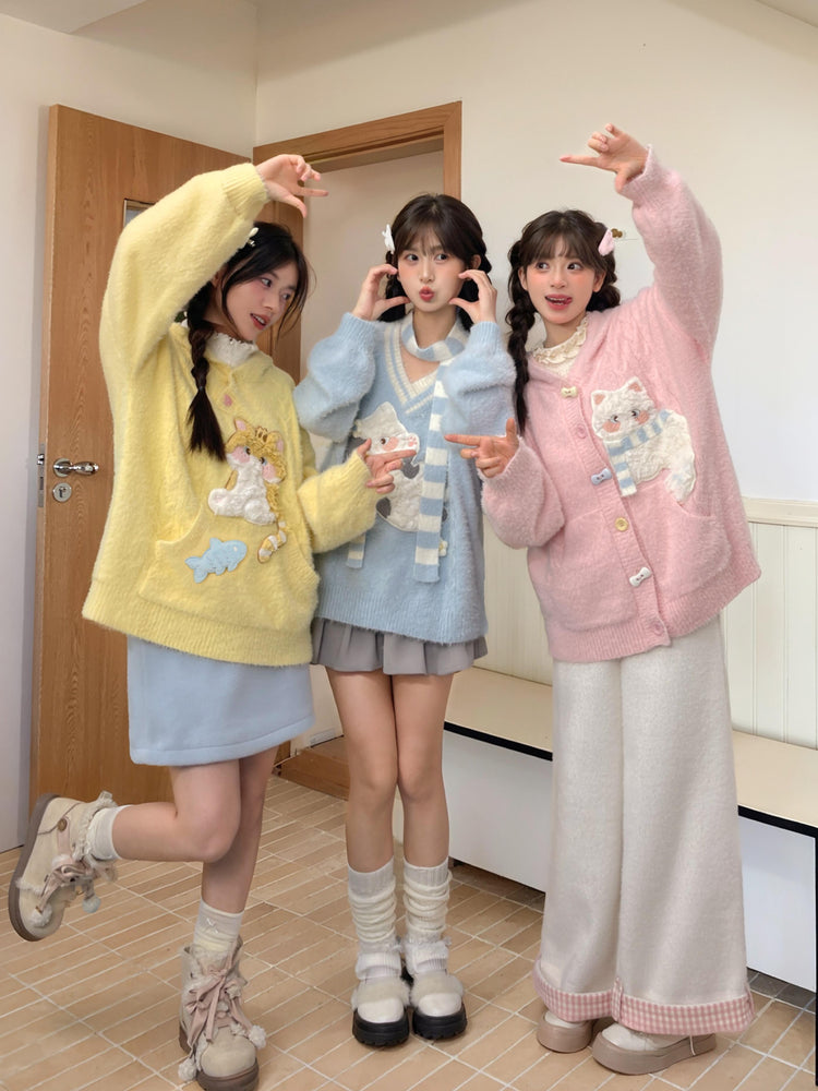 Kitty Candy Fuzzy Sweaters-Outerwear-ntbhshop