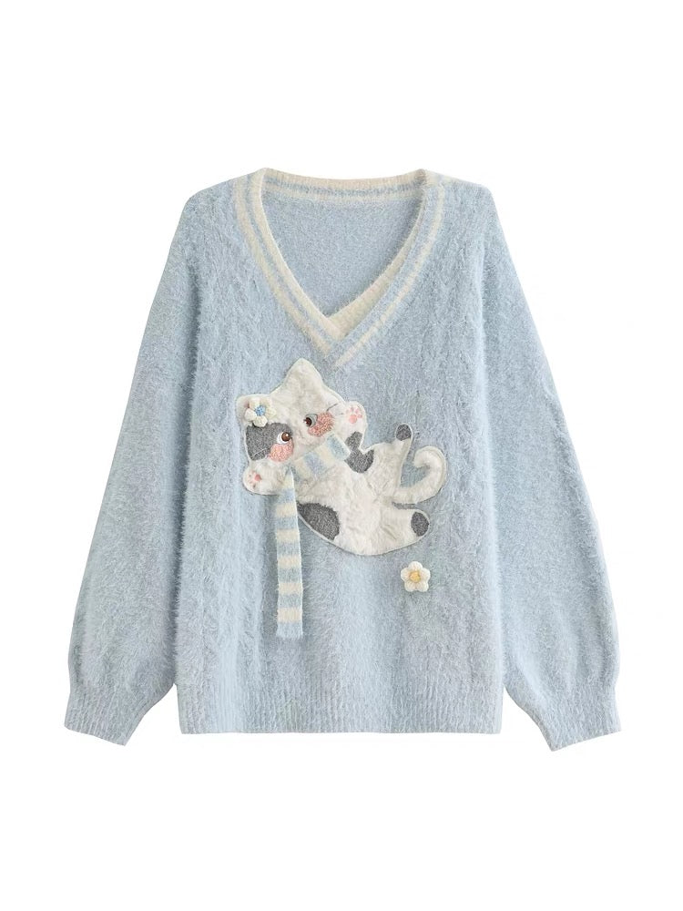 Kitty Candy Fuzzy Sweaters-Outerwear-ntbhshop
