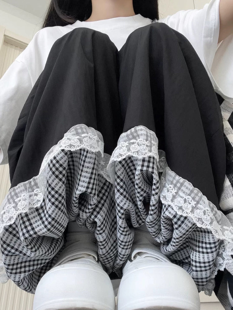 Milk Bloom Gingham Bubble Pants-ntbhshop