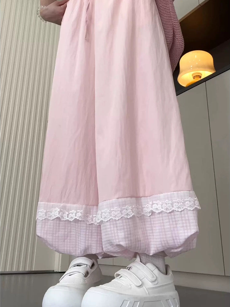 Milk Bloom Gingham Bubble Pants-ntbhshop