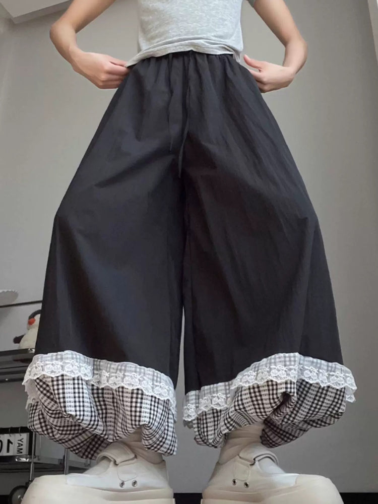 Milk Bloom Gingham Bubble Pants-ntbhshop