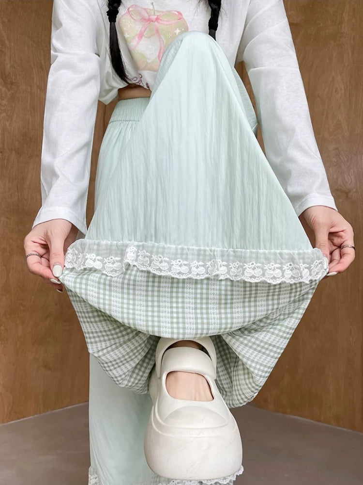 Milk Bloom Gingham Bubble Pants-ntbhshop