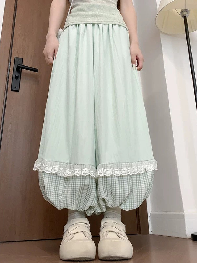 Milk Bloom Gingham Bubble Pants-ntbhshop