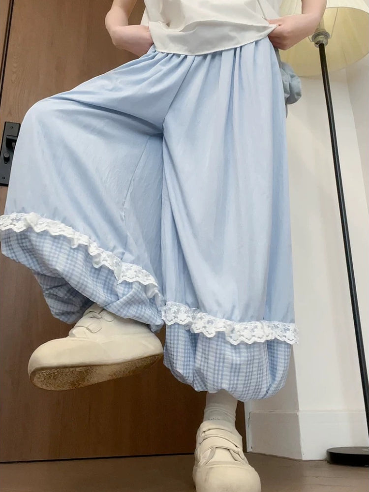 Milk Bloom Gingham Bubble Pants-ntbhshop