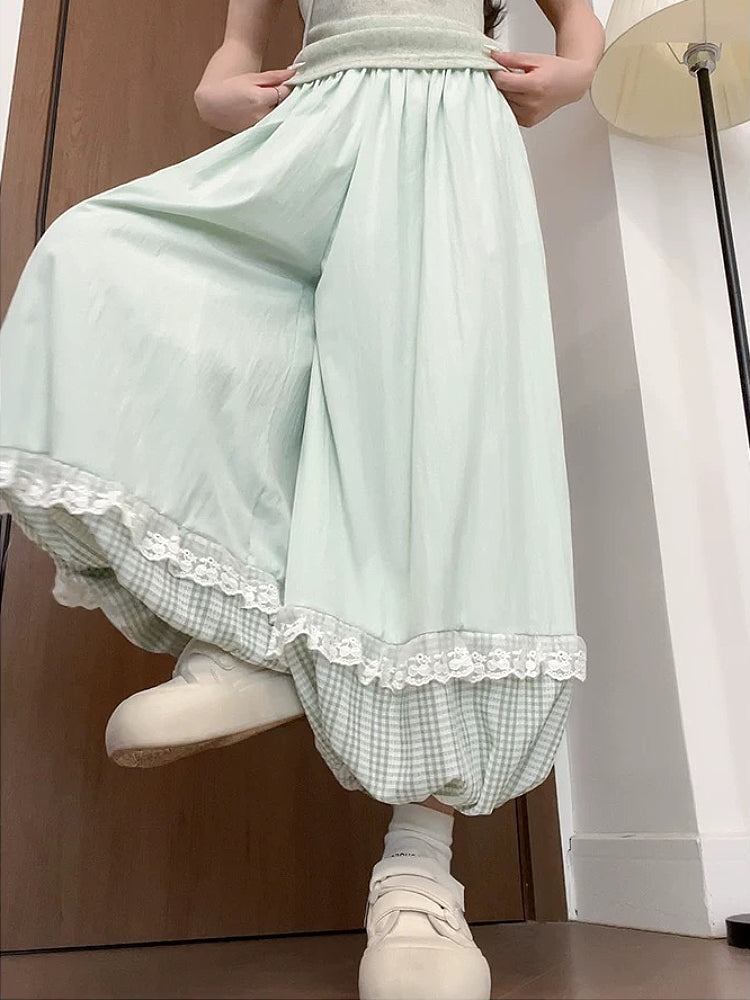 Milk Bloom Gingham Bubble Pants-ntbhshop