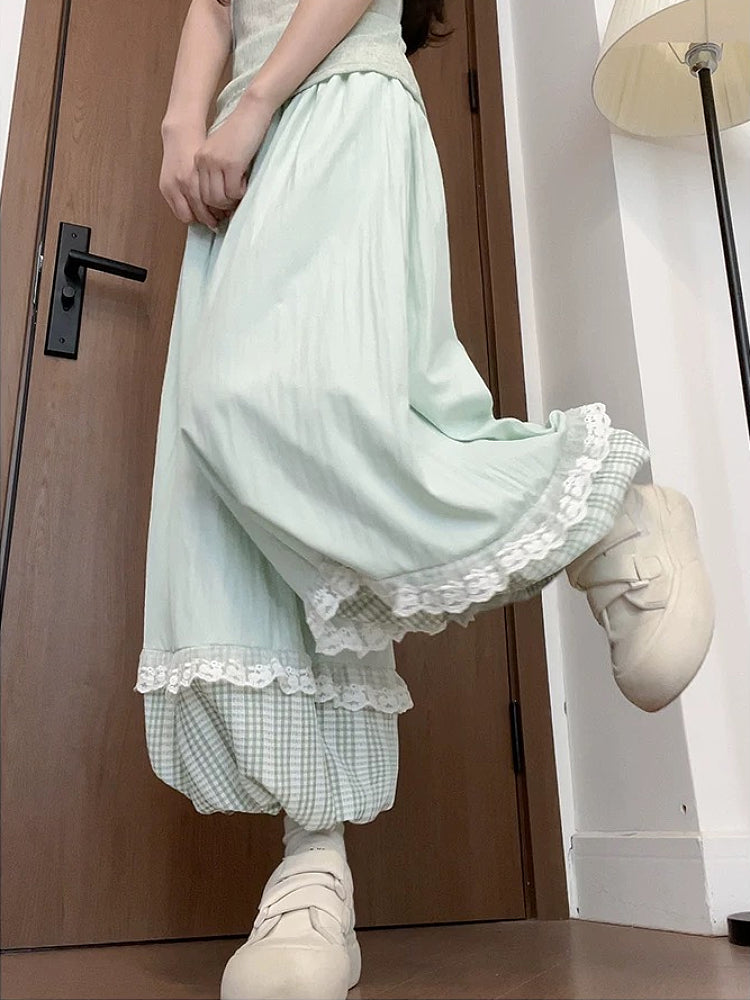 Milk Bloom Gingham Bubble Pants-ntbhshop