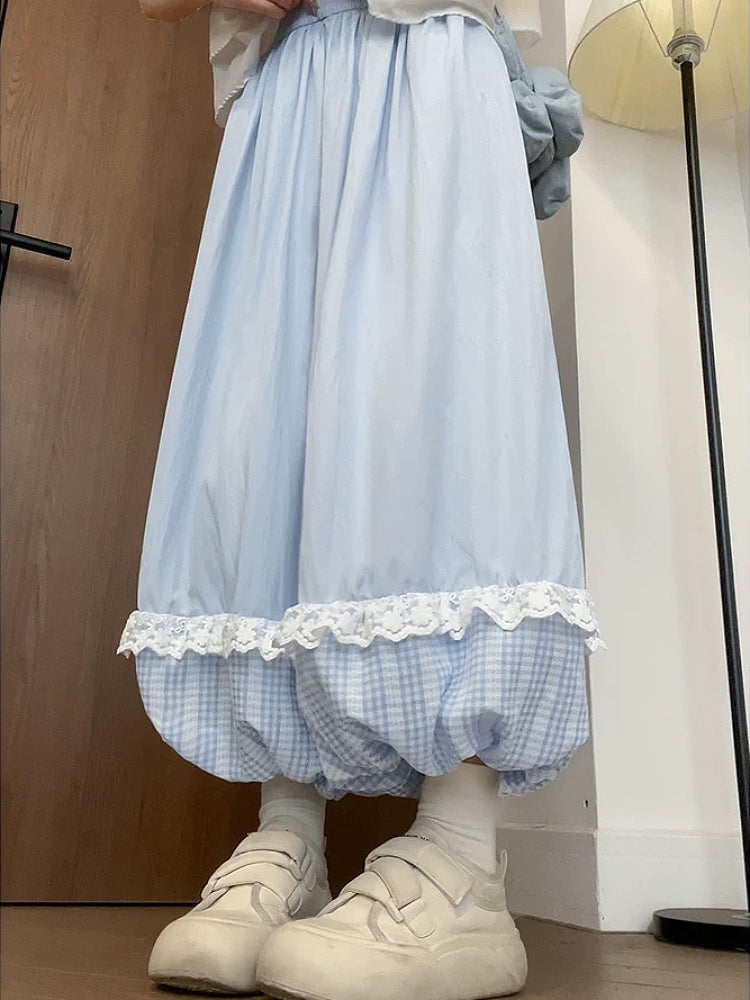 Milk Bloom Gingham Bubble Pants-ntbhshop