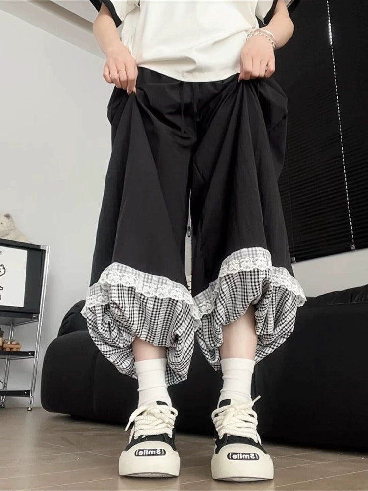 Milk Bloom Gingham Bubble Pants-ntbhshop