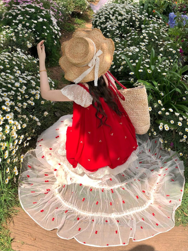Cherry Meringue Mesh Skirts-Bottoms-ntbhshop