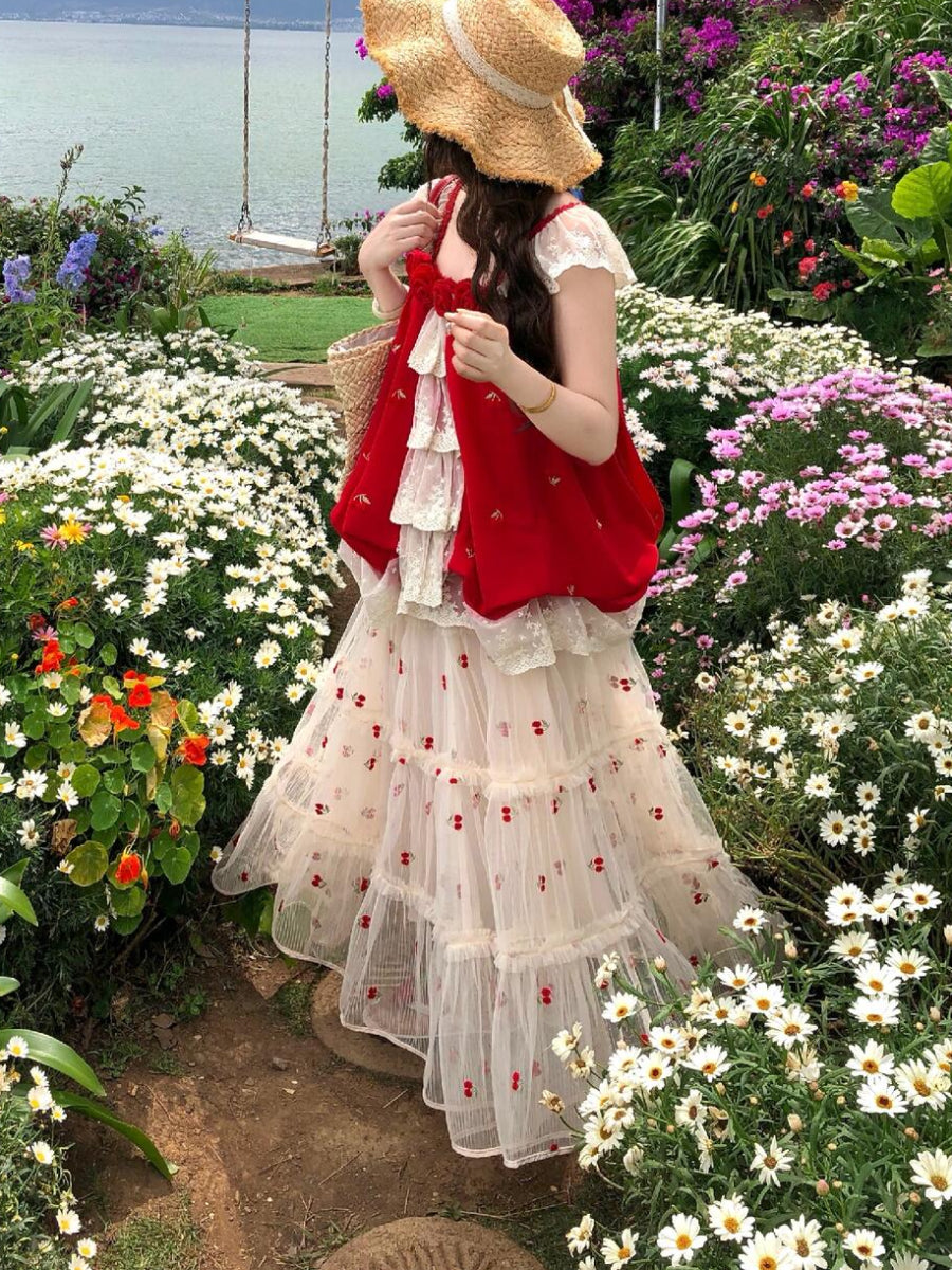 Cherry Meringue Mesh Skirts-Bottoms-ntbhshop