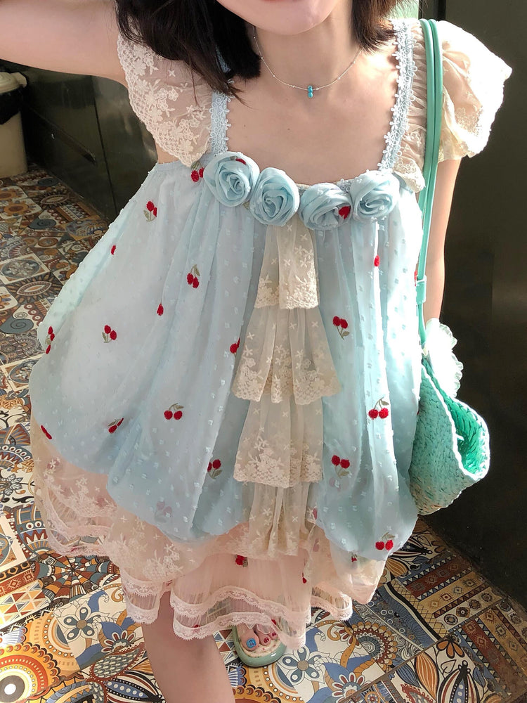 Cherry Meringue Mesh Skirts-Bottoms-ntbhshop