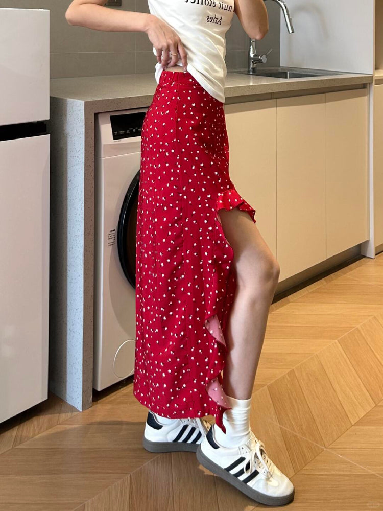 Crimson Bloom Fishtail Skirt-ntbhshop