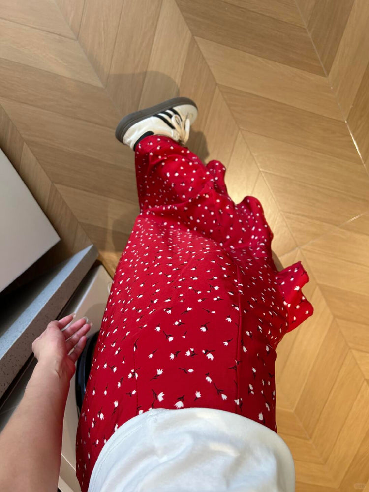 Crimson Bloom Fishtail Skirt-ntbhshop