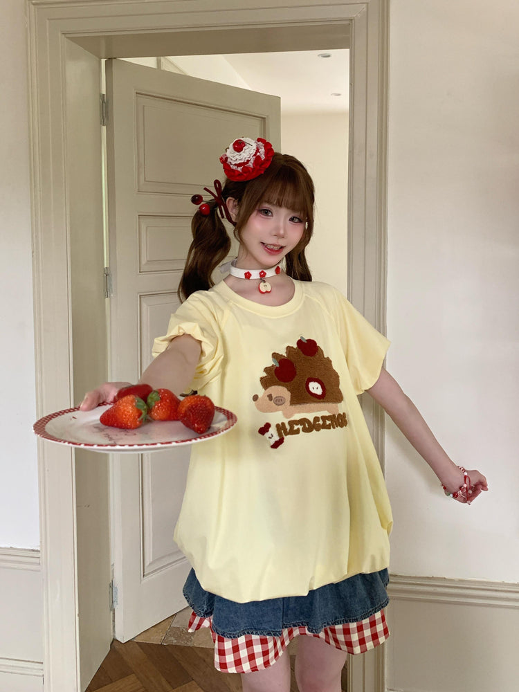 Apple Hedgehog Bubble Tee-Tops-ntbhshop