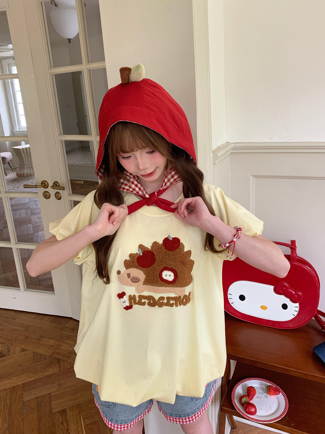 Apple Hedgehog Bubble Tee-Tops-ntbhshop