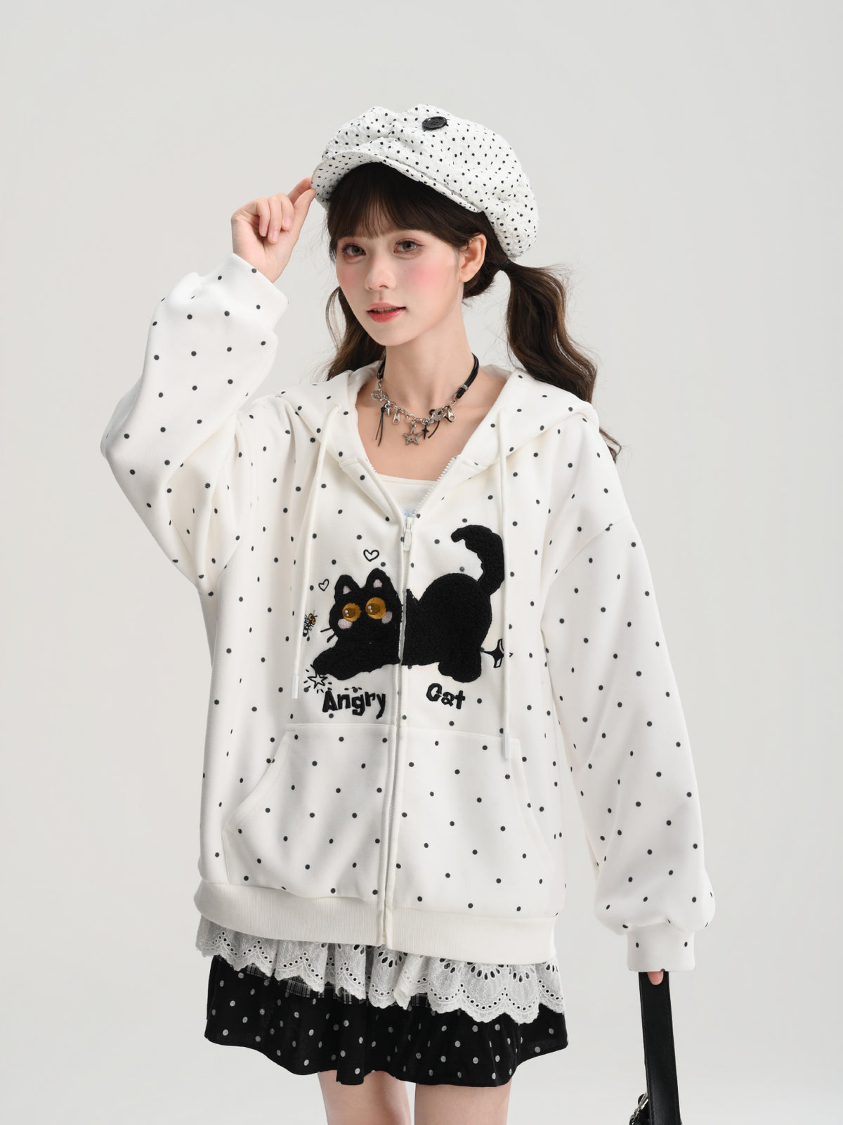 Angry Kitty Dottie Jacket-Outerwear-ntbhshop