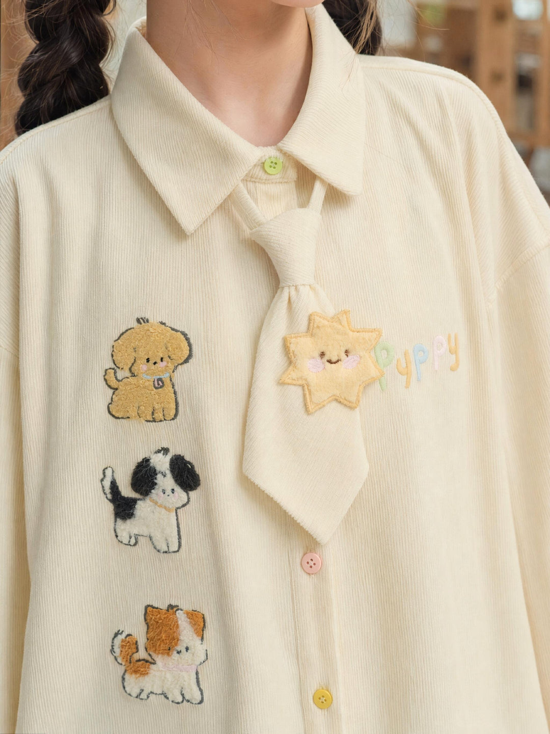 Puppy Parade Tie Shirt-Tops-ntbhshop