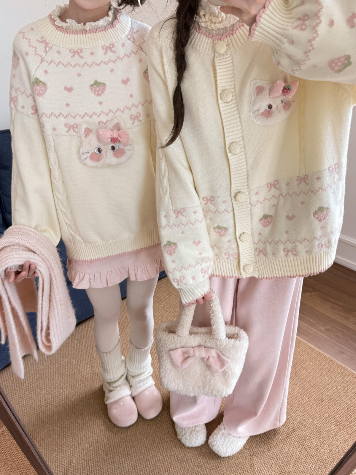 Strawberry Kitty Knit Cardigan-ntbhshop