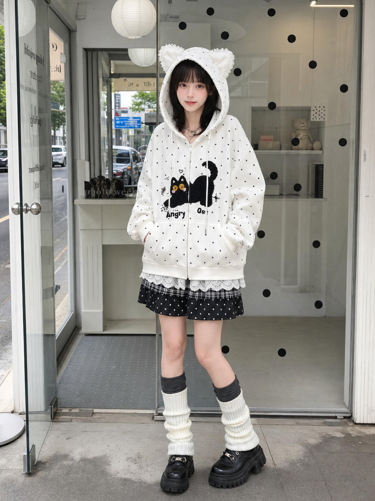 Angry Kitty Dottie Jacket-Outerwear-ntbhshop