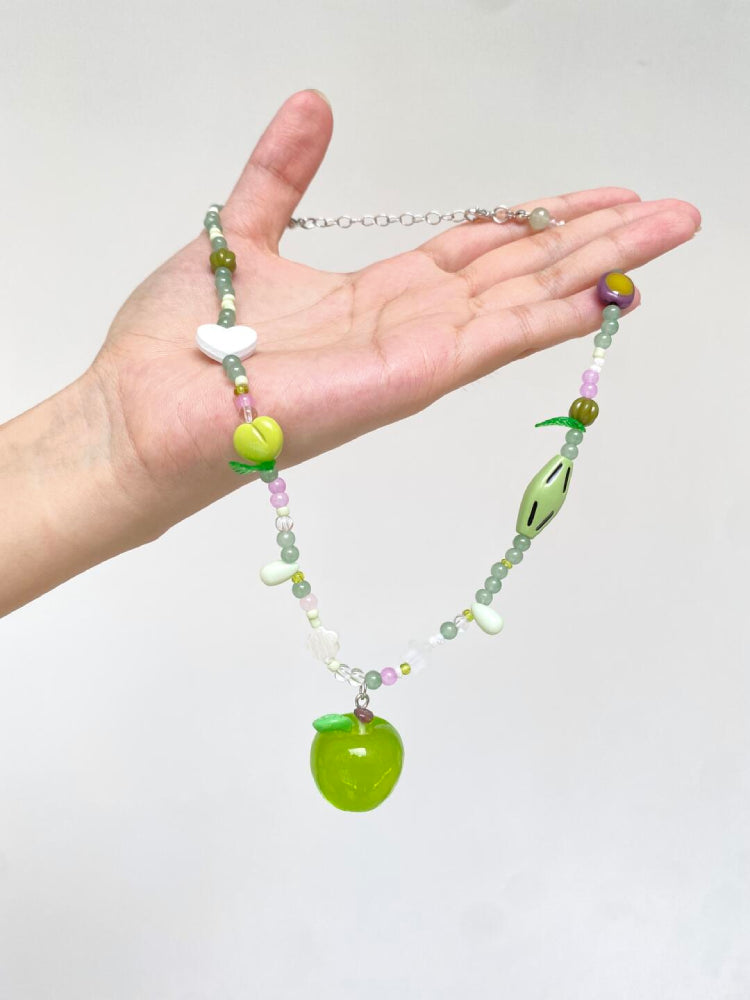 Green Apple Beaded Necklace-ntbhshop