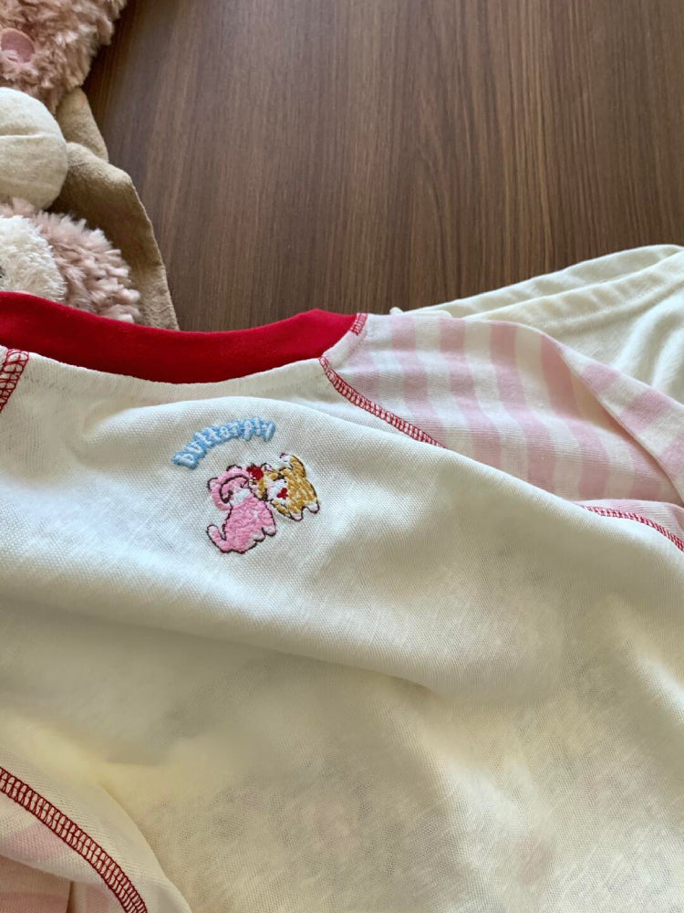 Cherry Kitten Soft Girl Striped Tee-ntbhshop