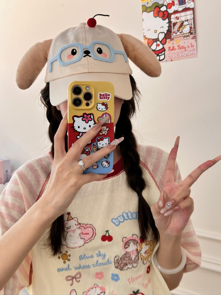 Cherry Kitten Soft Girl Striped Tee-ntbhshop