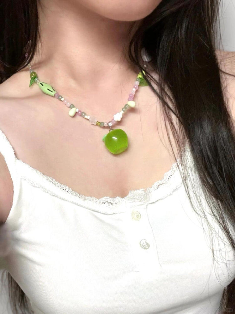 Green Apple Beaded Necklace-ntbhshop