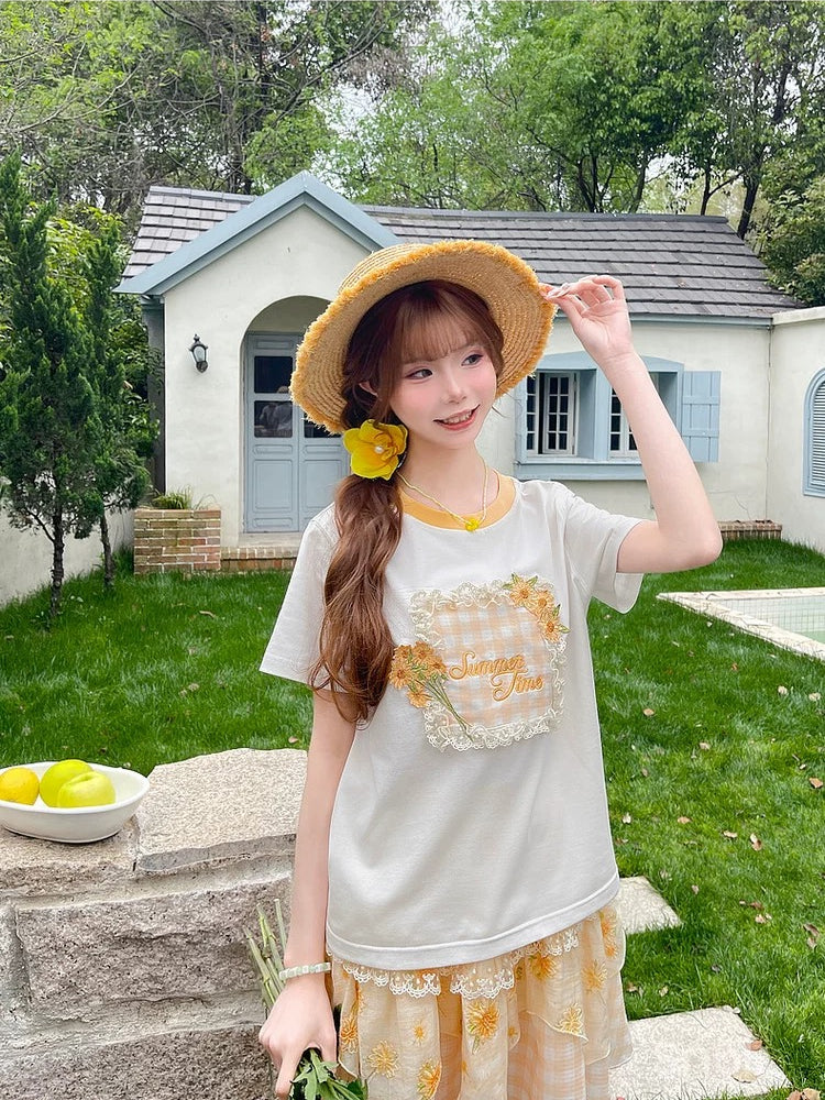 Honey Bloom Gingham Tees-Tops-ntbhshop