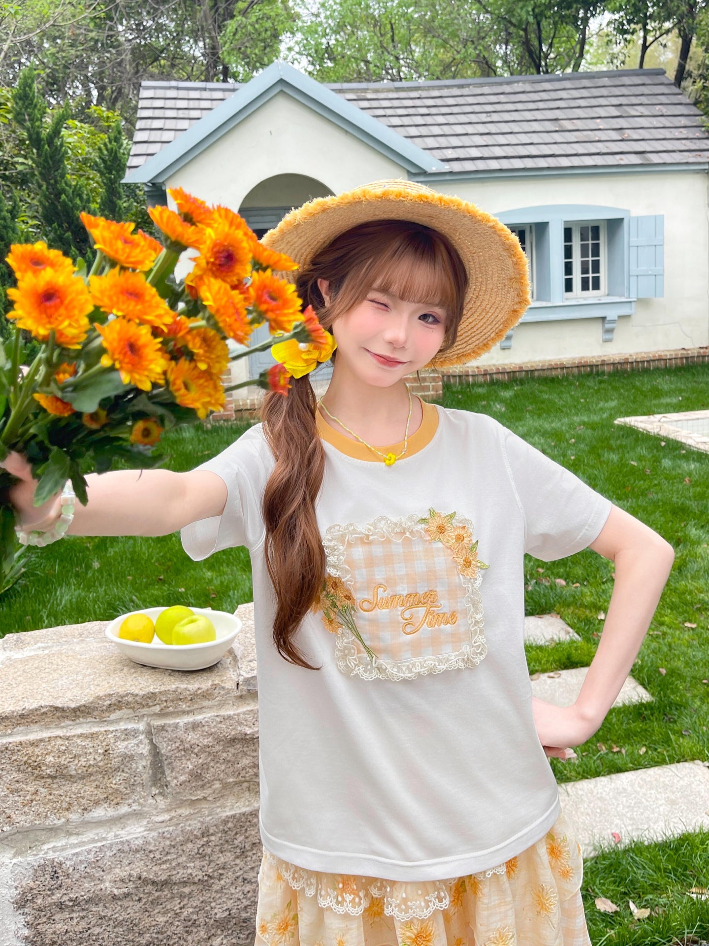 Honey Bloom Gingham Tees-Tops-ntbhshop
